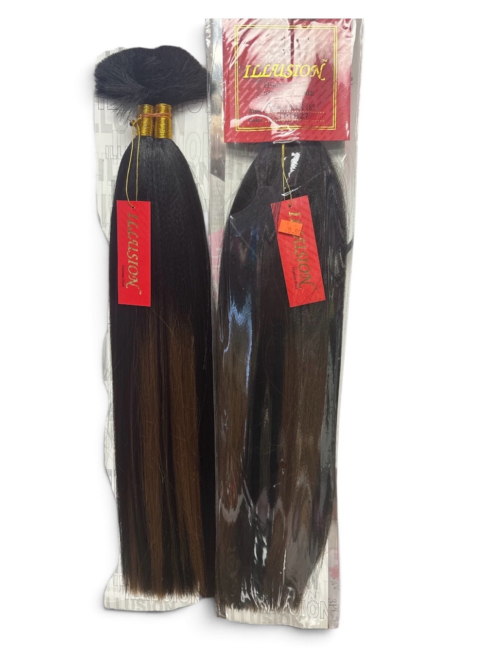 2 packs Women’s Straight Hair Weave Extension - Black with Brown Highlights